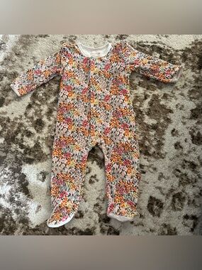 Magnetic Me Floral Footed Baby One-Piece in Pink and Orange